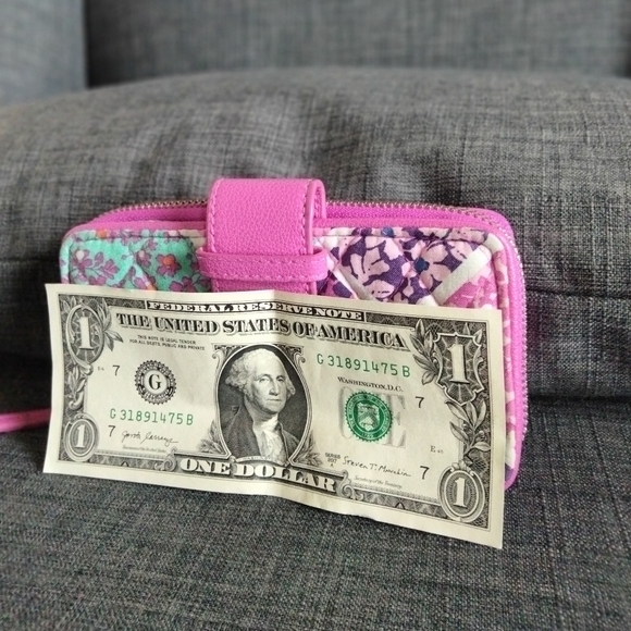 Vera Bradley Colorful Floral Wallet Multiple Pockets Credit Card Slots Zipper - Picture 8 of 10